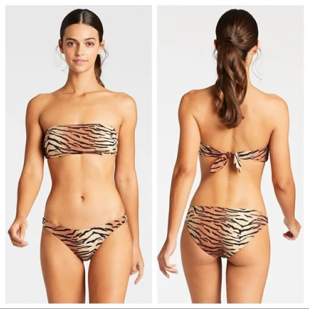 New Vitamin A Luciana Ziva Tiger Stripe Classic Reversible Bikini Bottom 12/XL